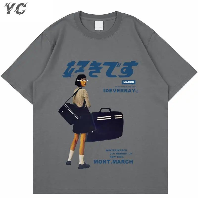 Unisex Girl Japanese Kanji Print Tshirt