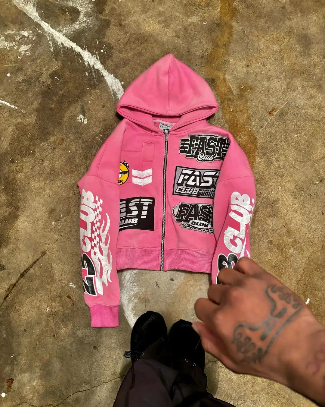 Streetwear Retro Men Embroidery Zip Up