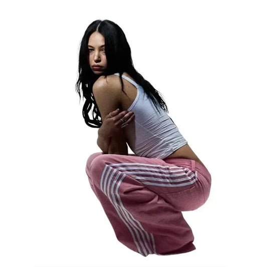 Unisex Baggy  Embroidered Striped Jeans