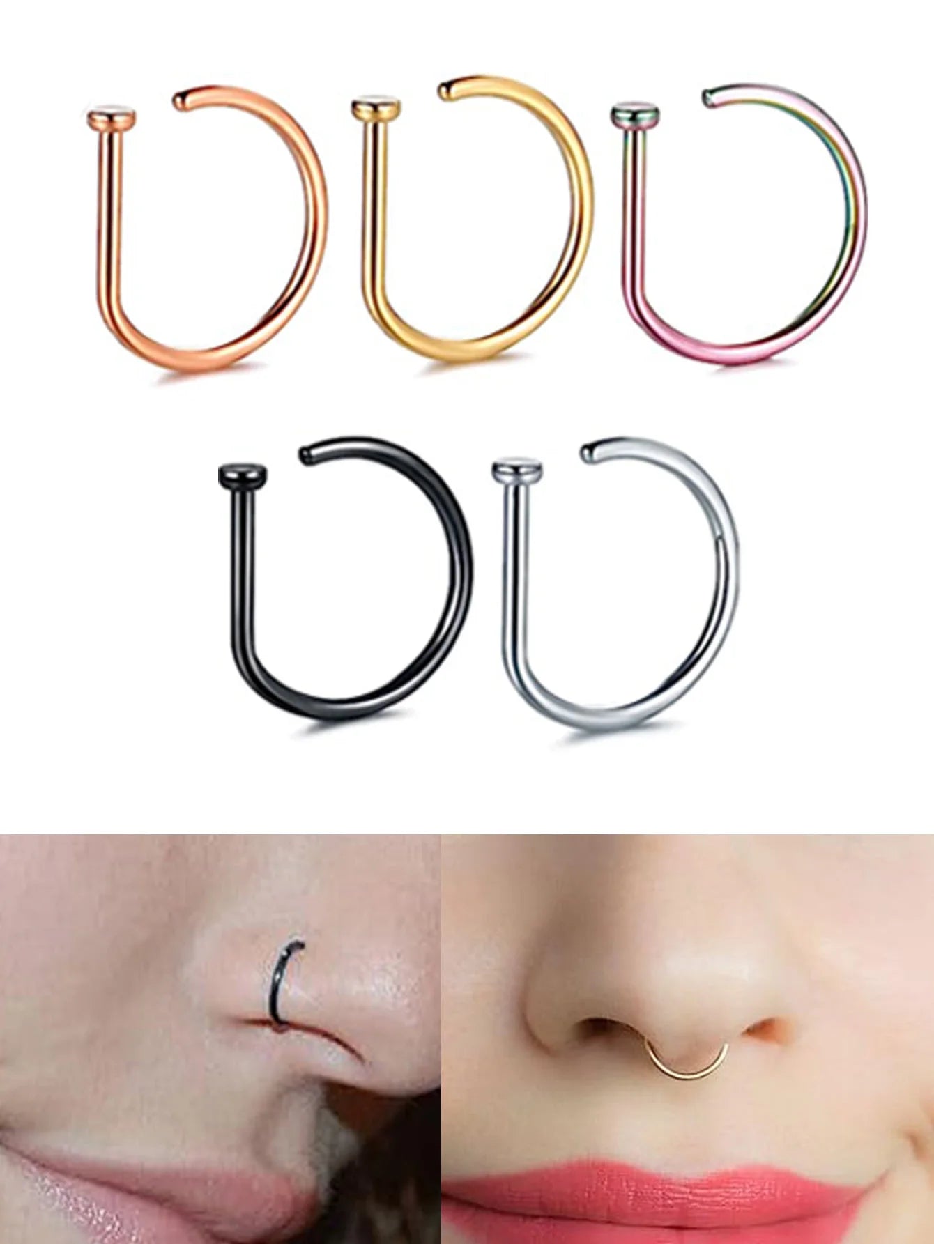 Curved Barbells Fake Nose Piercing