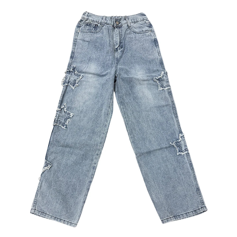 Unisex Stars Patchwork Jeans