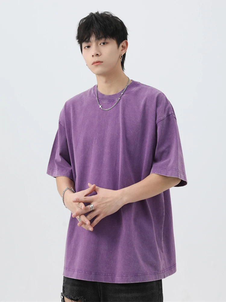Unisex Japanese Korean Style Stir Fried Snowflake Washed T-Shirts