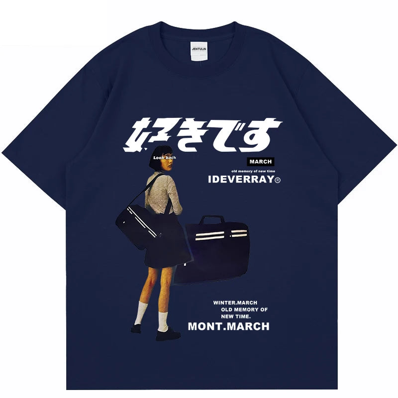 Unisex Girl Japanese Kanji Print Tshirt