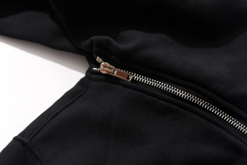 Unisex Zipper Cardigan Black Zip Up