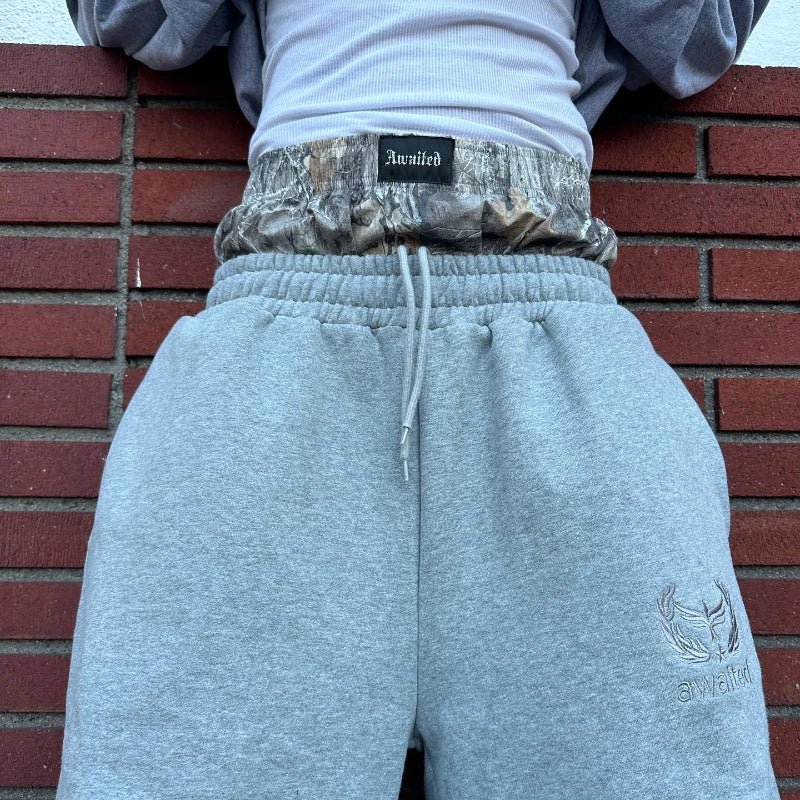 Double Waisted Embroidered Camouflage Sweatpants