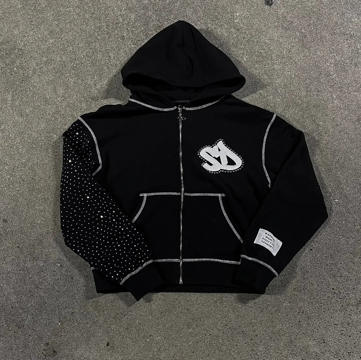 Streetwear Retro Men Embroidery Zip Up