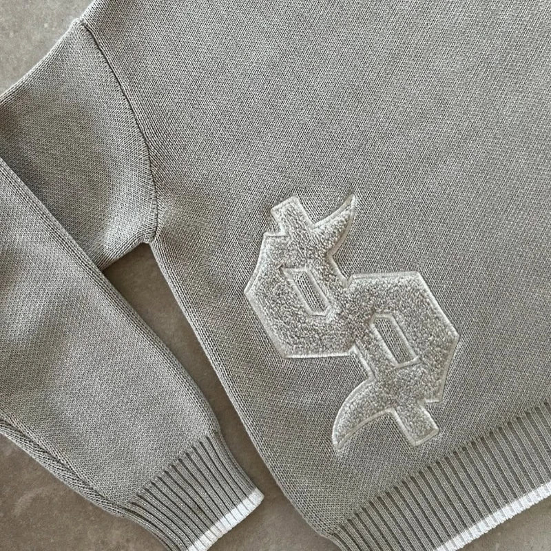 Grey Unisex Dollar Gothic Embroidery Pullover