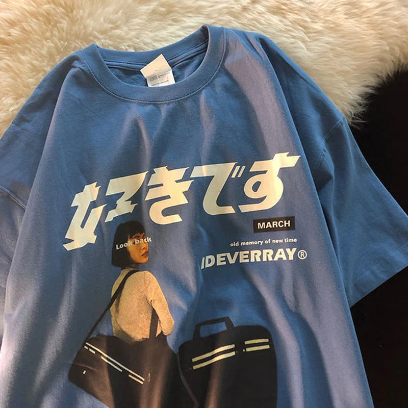Unisex Girl Japanese Kanji Print Tshirt