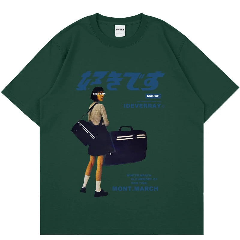 Unisex Girl Japanese Kanji Print Tshirt