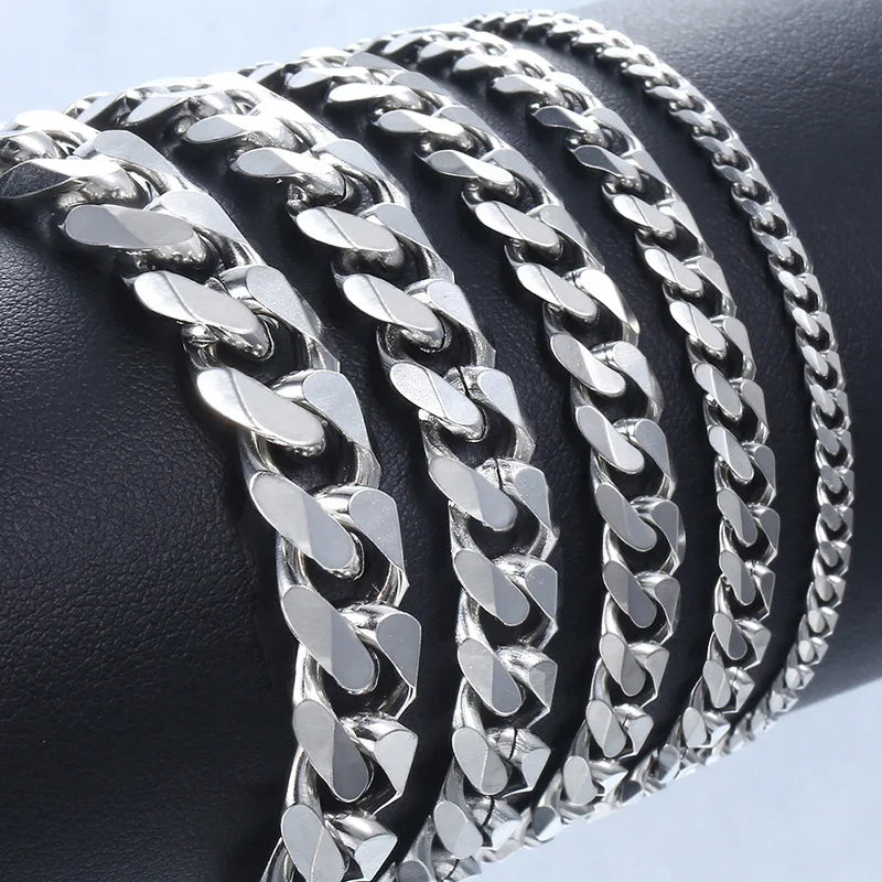 Unisex Cuban Chain Bracelet Classic Stainless Steel 3/5/7/9mm