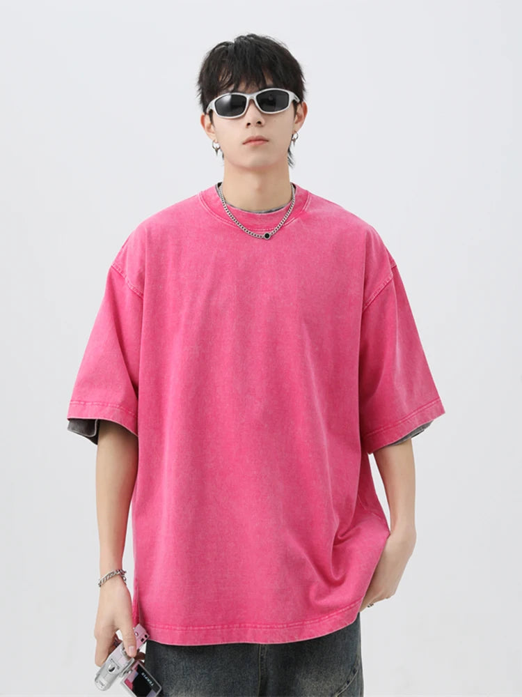 Unisex Japanese Korean Style Stir Fried Snowflake Washed T-Shirts
