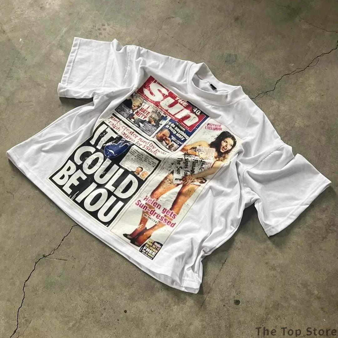 Unisex News Paper Graphic T-Shirt