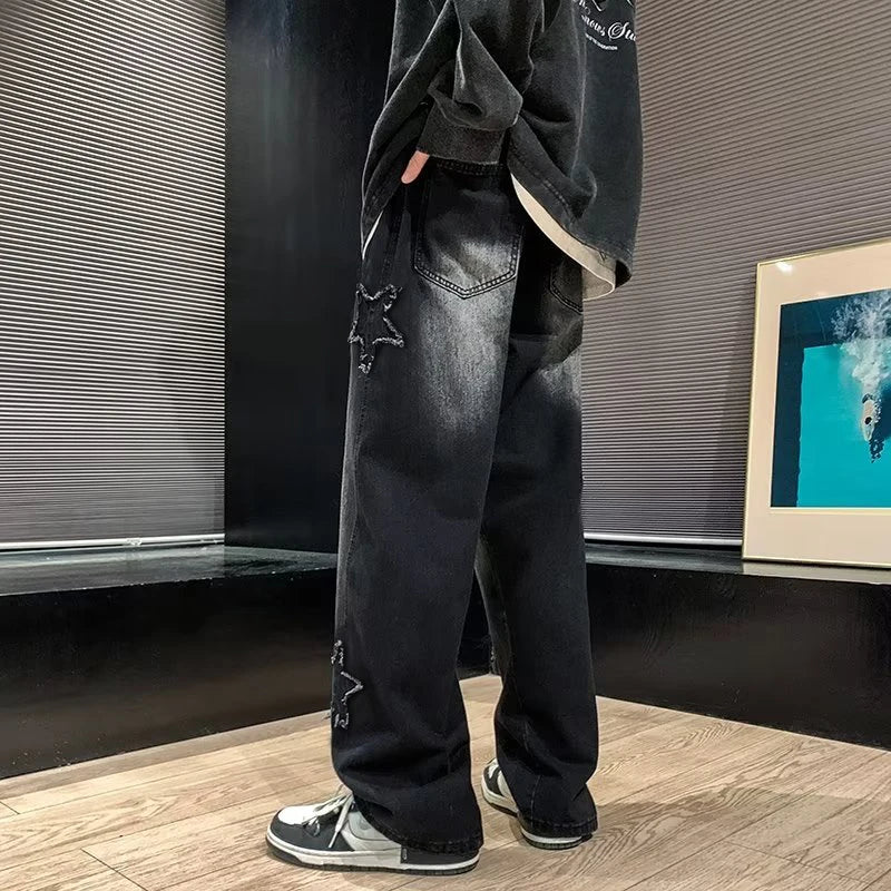 Unisex Stars Patchwork Jeans