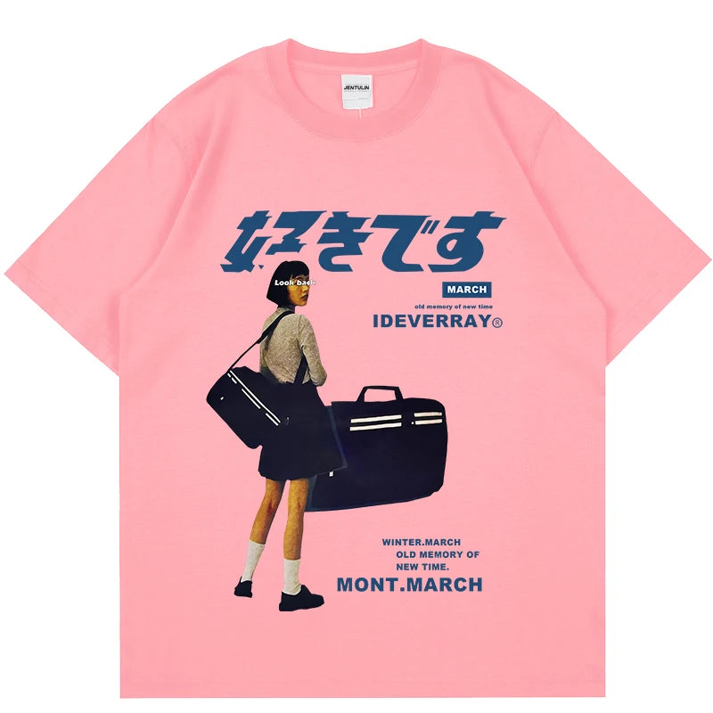Unisex Girl Japanese Kanji Print Tshirt