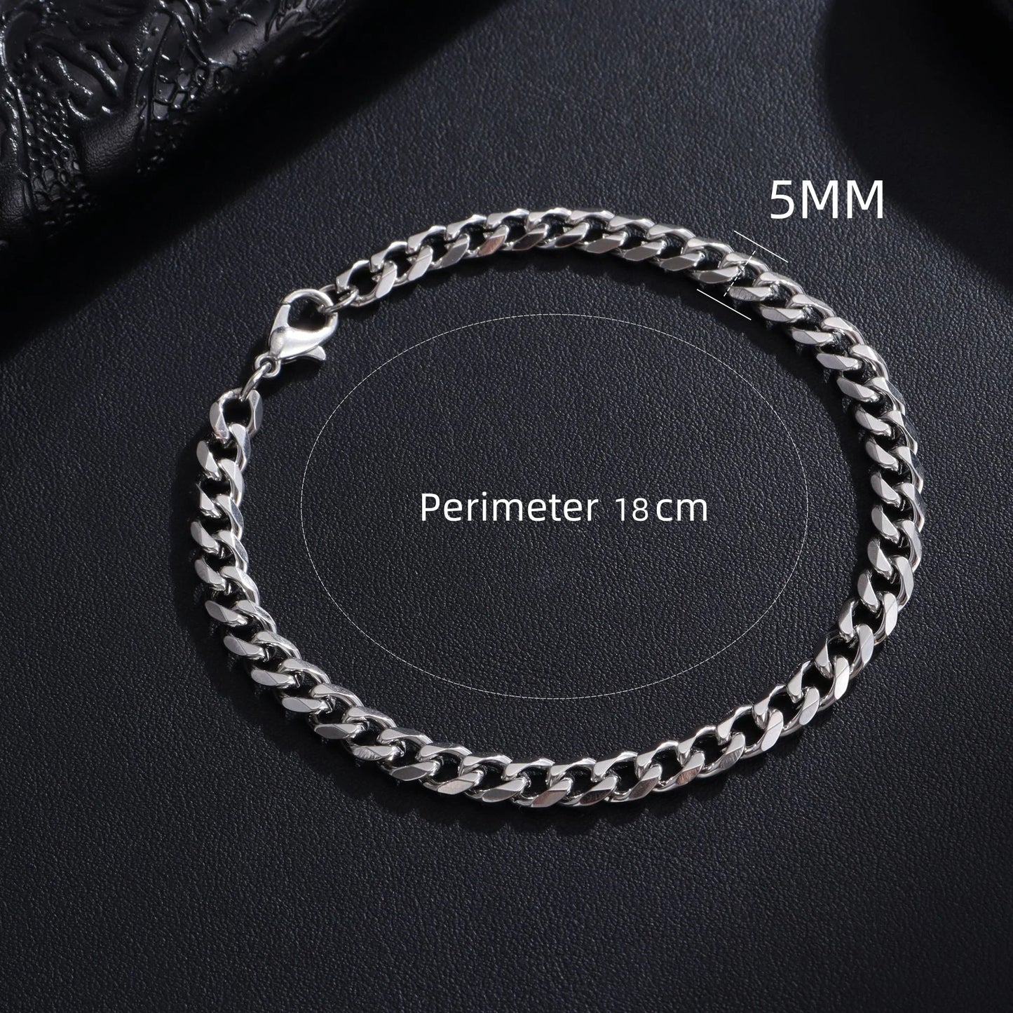 Unisex Cuban Chain Bracelet Classic Stainless Steel 3/5/7/9mm
