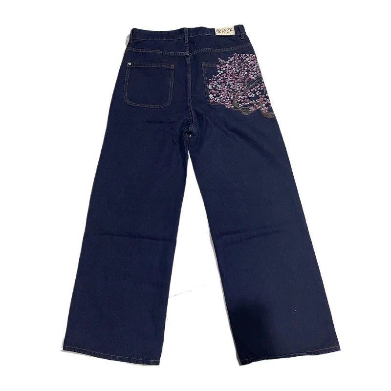 Y2K Oversized Cherry Blossom Jeans
