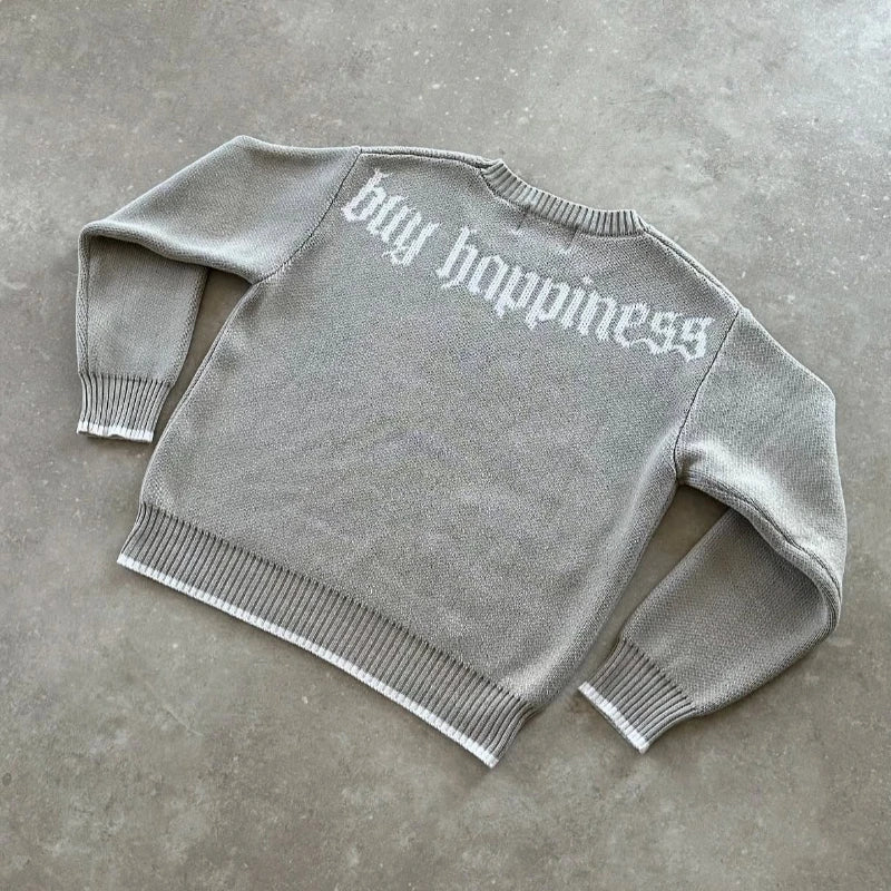 Grey Unisex Dollar Gothic Embroidery Pullover