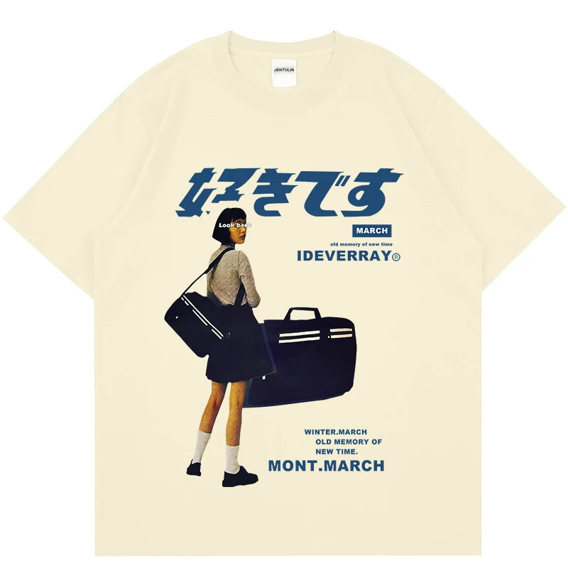 Unisex Girl Japanese Kanji Print Tshirt