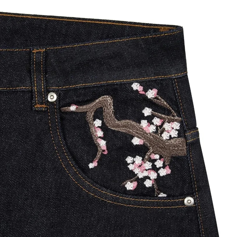 Y2K Oversized Cherry Blossom Jeans
