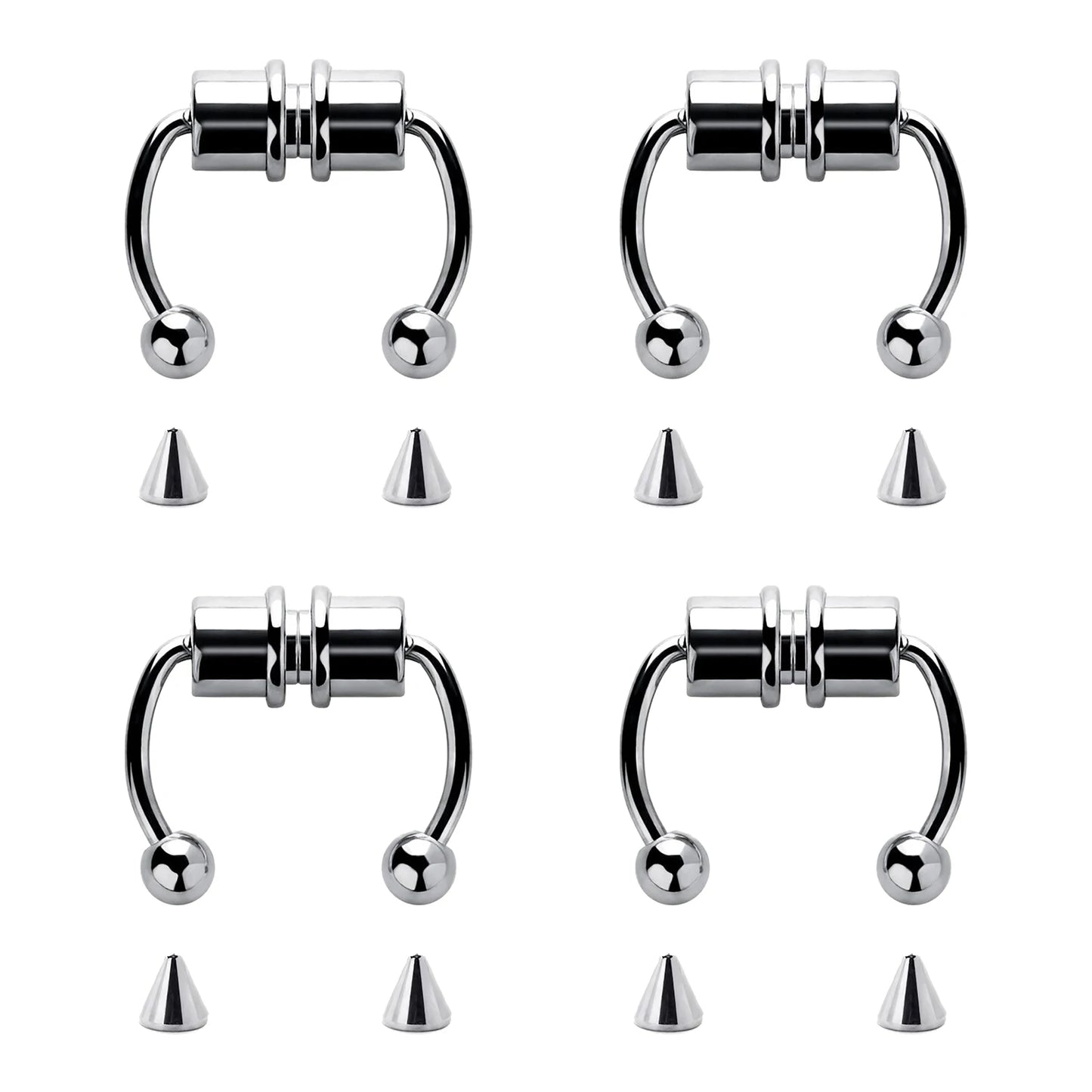 1/4pcs Unisex Magnetic stainless steel Nose Rings
