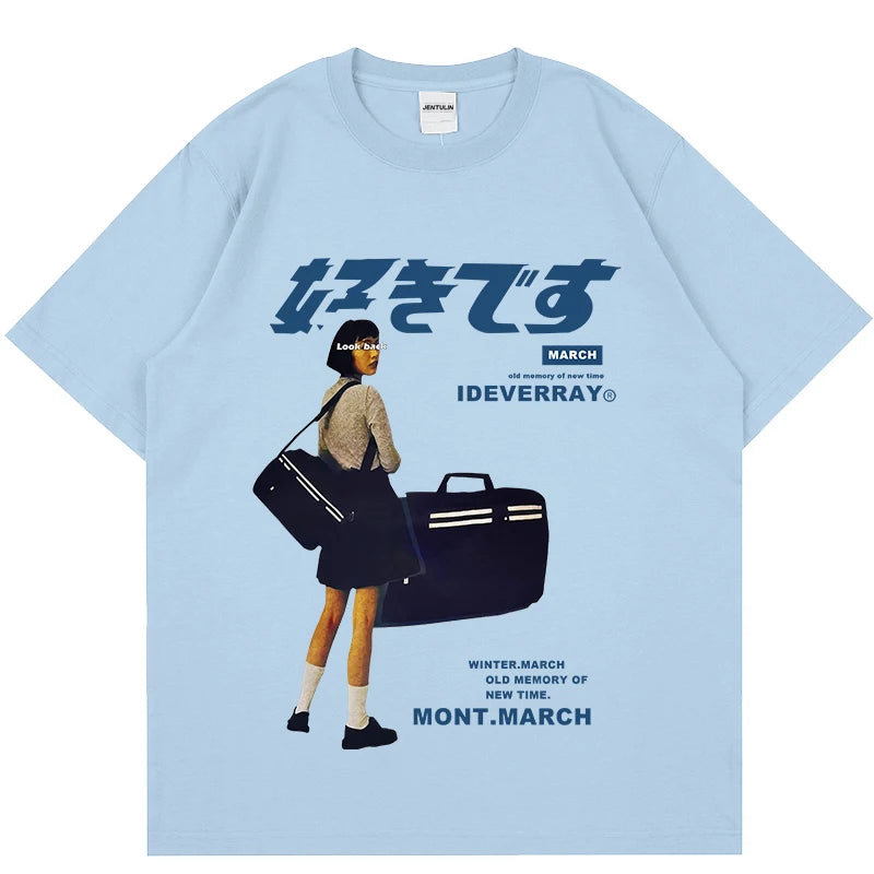 Unisex Girl Japanese Kanji Print Tshirt