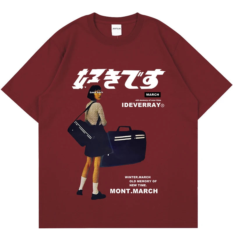 Unisex Girl Japanese Kanji Print Tshirt