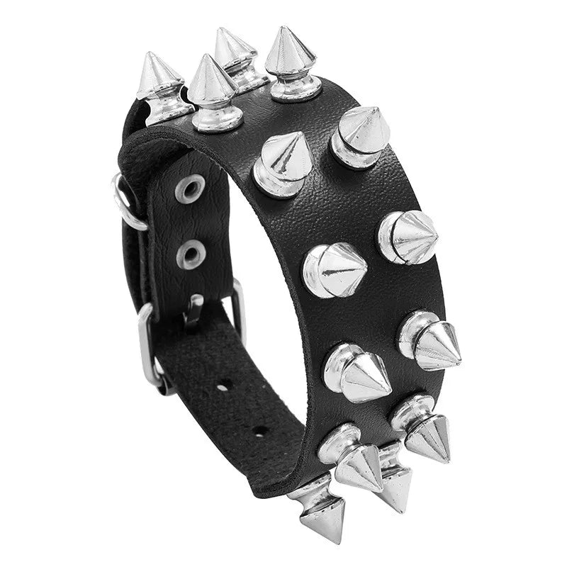 Leather Studded Punk Bracelet