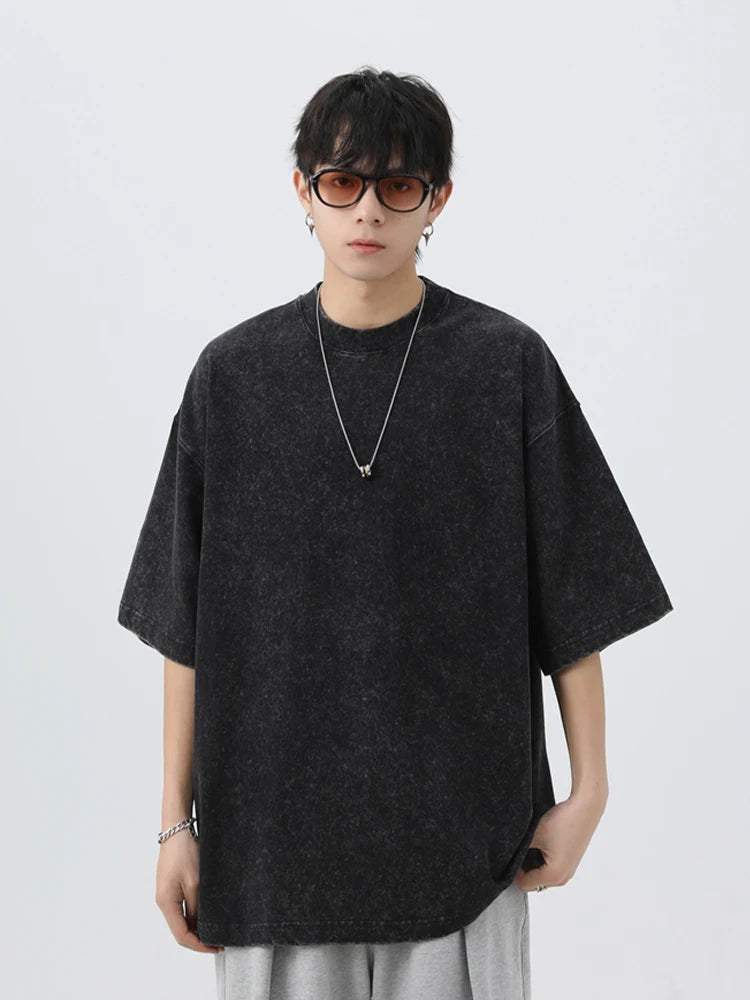 Unisex Japanese Korean Style Stir Fried Snowflake Washed T-Shirts