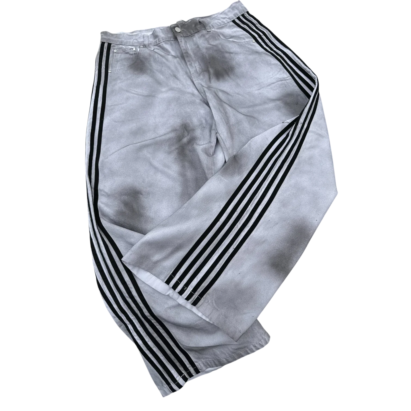 Unisex Baggy  Embroidered Striped Jeans