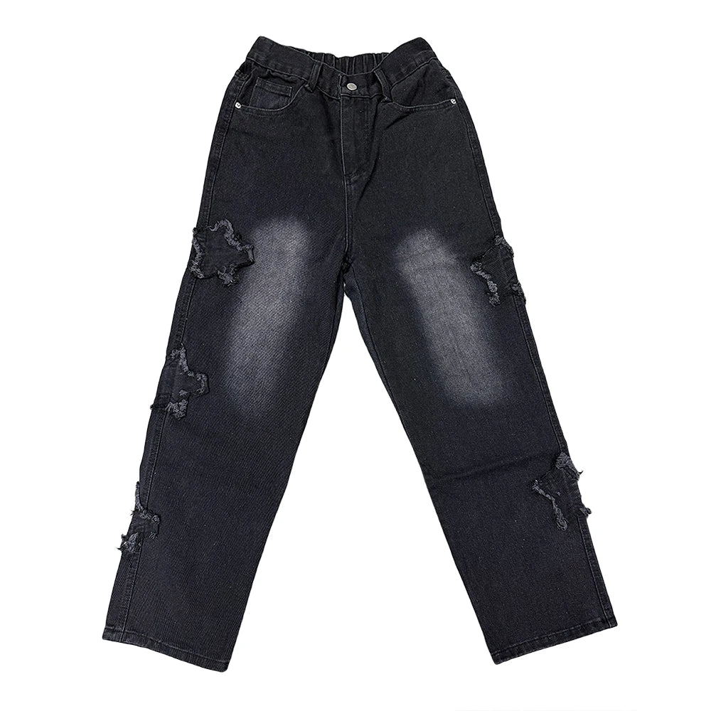 Unisex Stars Patchwork Jeans