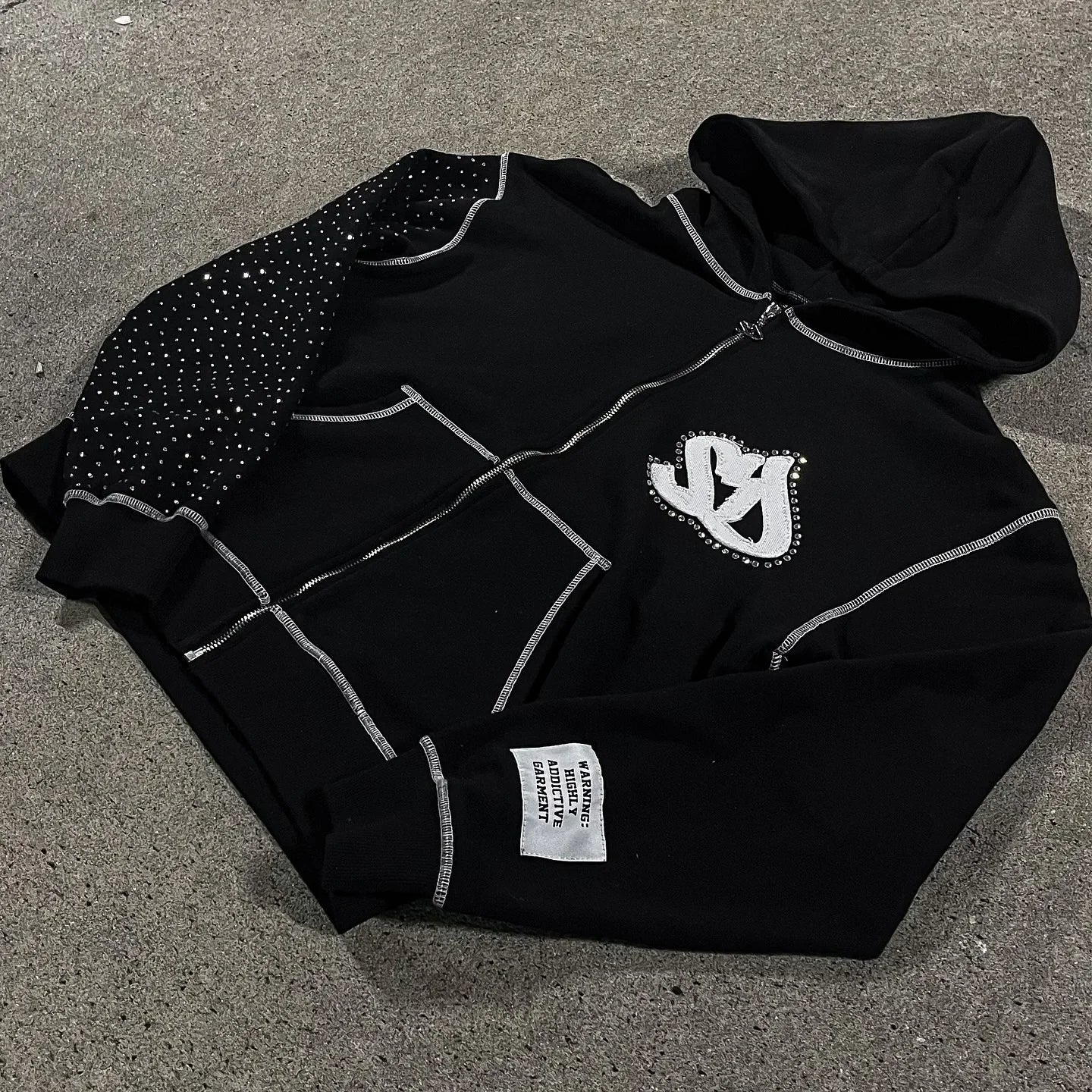 Streetwear Retro Men Embroidery Zip Up