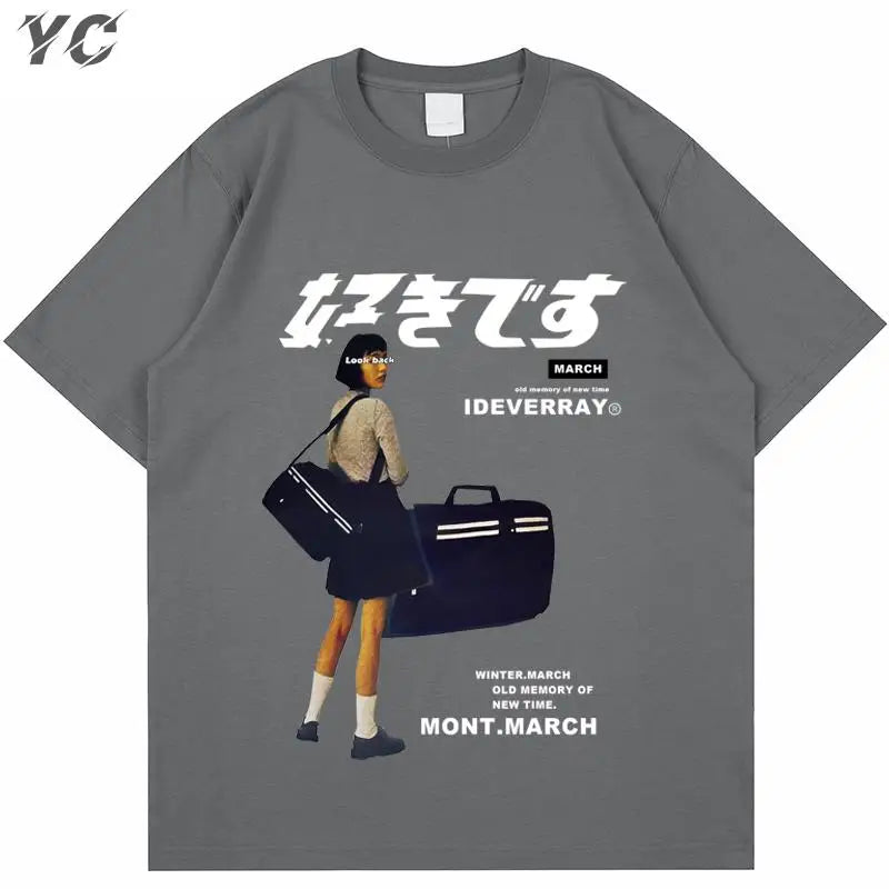 Unisex Girl Japanese Kanji Print Tshirt