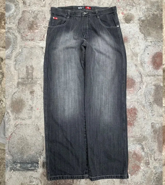 Unisex Solid Color Washed Old Casual Jeans