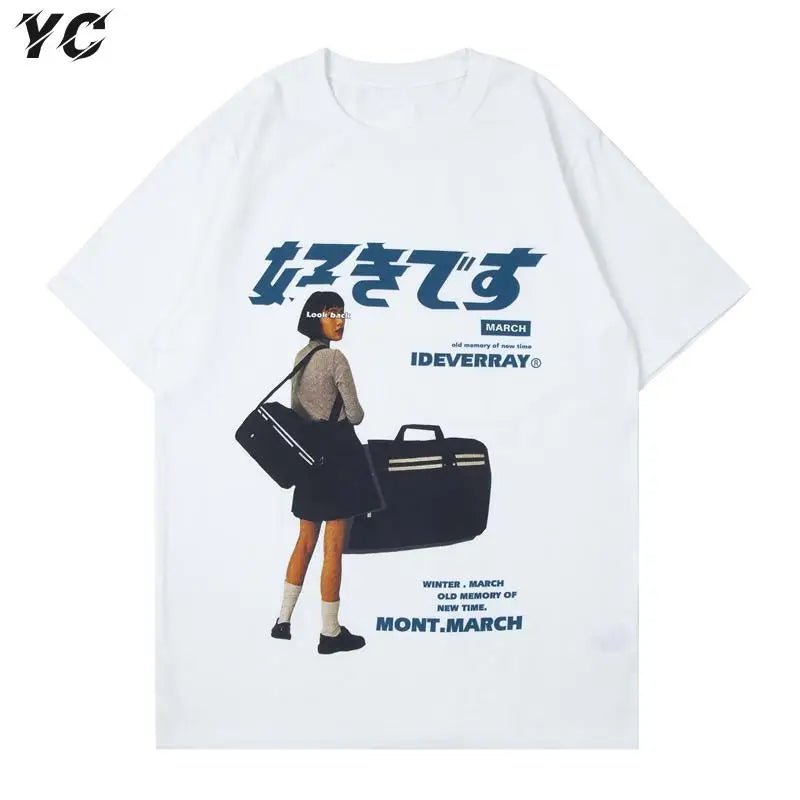 Unisex Girl Japanese Kanji Print Tshirt