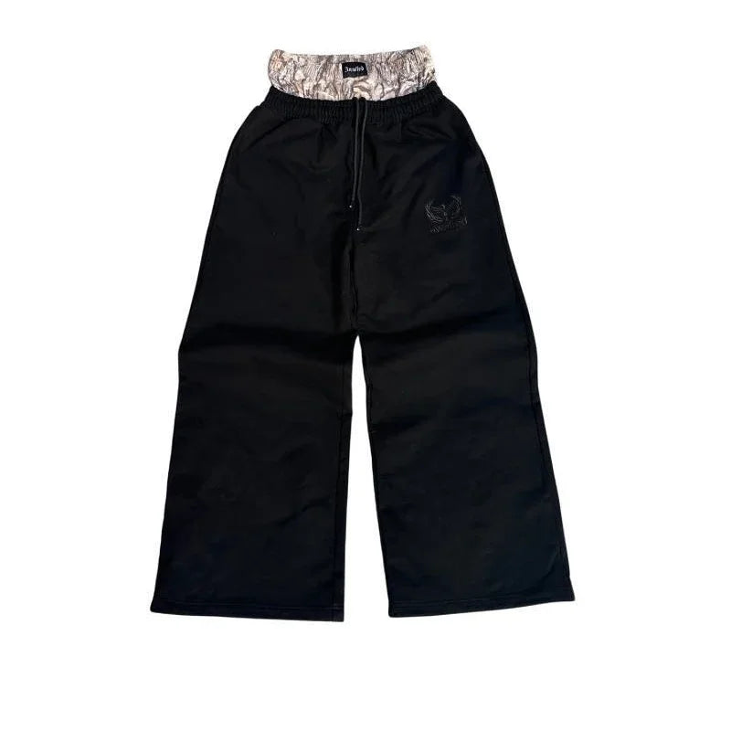 Double Waisted Embroidered Camouflage Sweatpants