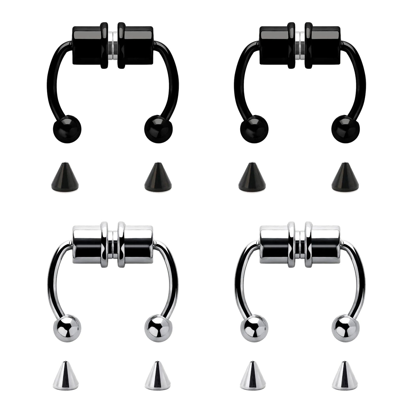 1/4pcs Unisex Magnetic stainless steel Nose Rings