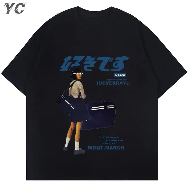 Unisex Girl Japanese Kanji Print Tshirt