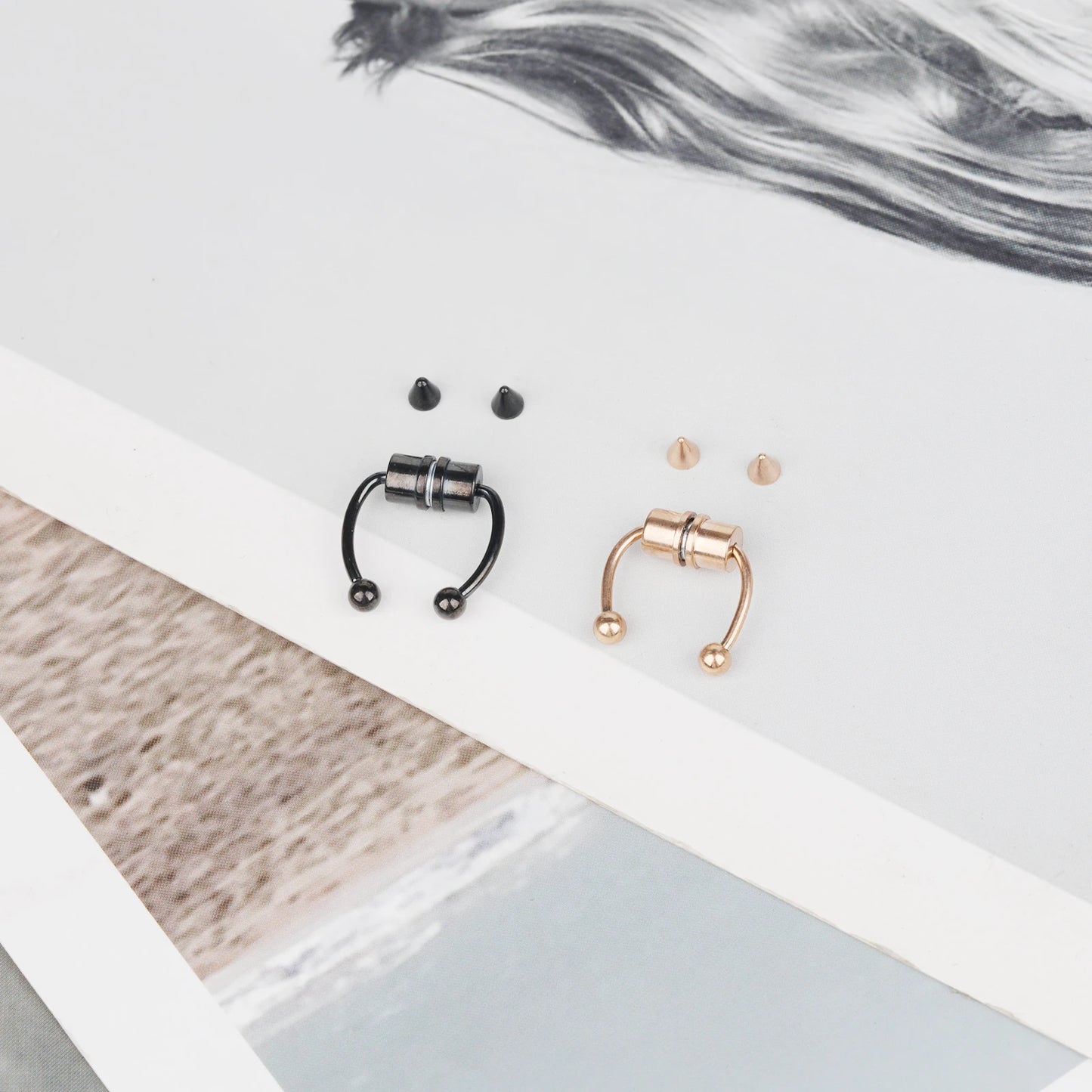 1/4pcs Unisex Magnetic stainless steel Nose Rings