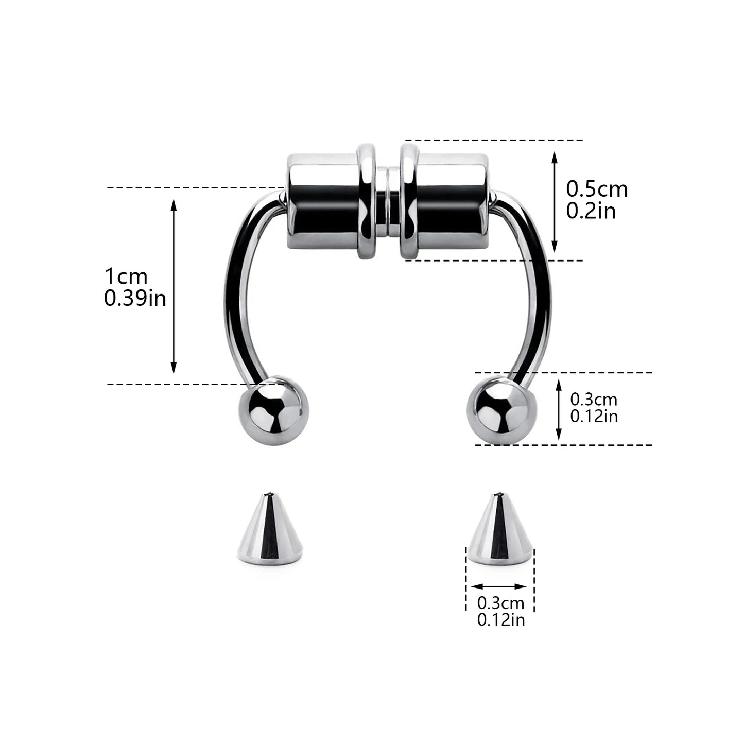 1/4pcs Unisex Magnetic stainless steel Nose Rings