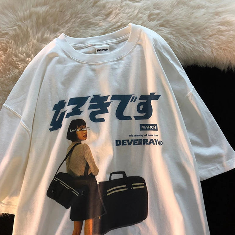 Unisex Girl Japanese Kanji Print Tshirt