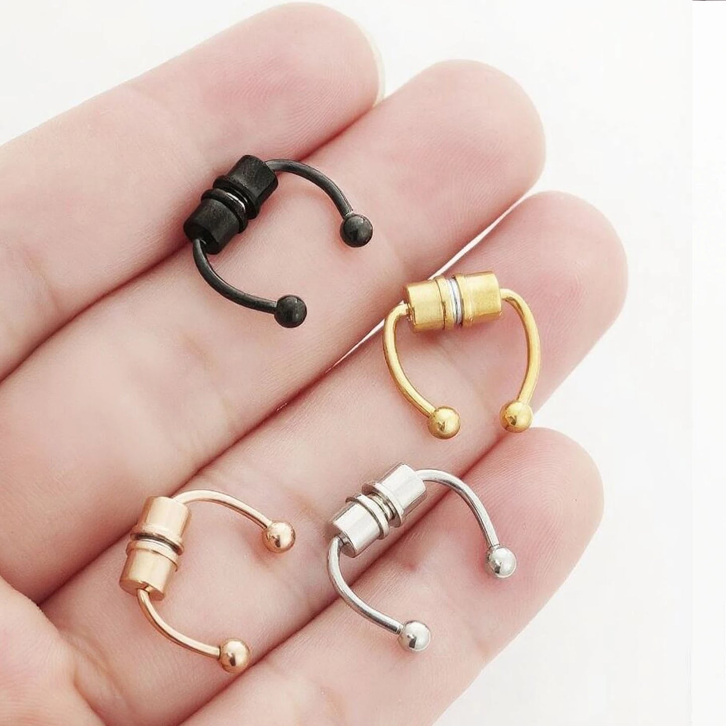 1/4pcs Unisex Magnetic stainless steel Nose Rings