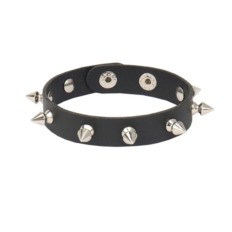 Leather Studded Punk Bracelet