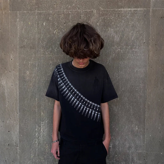 Unisex Washed Bullet Belt Oversized T-shirt