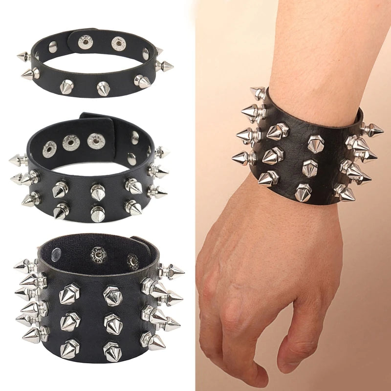Leather Studded Punk Bracelet