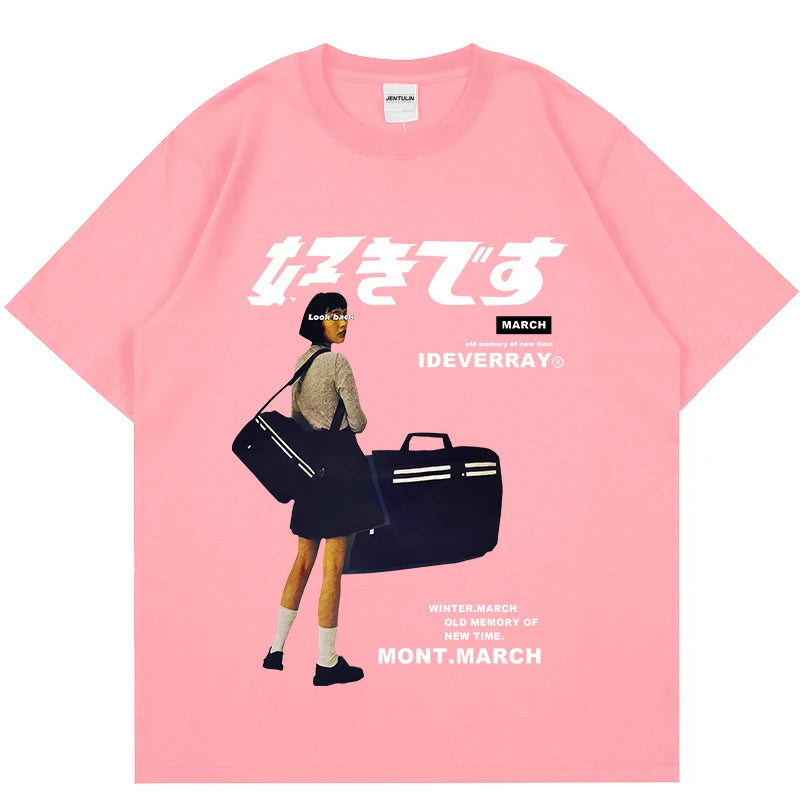 Unisex Girl Japanese Kanji Print Tshirt