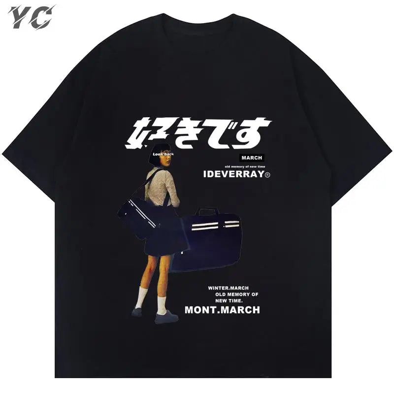 Unisex Girl Japanese Kanji Print Tshirt