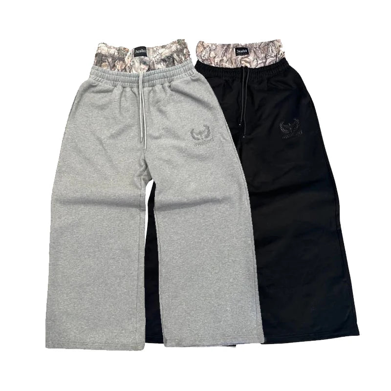 Double Waisted Embroidered Camouflage Sweatpants