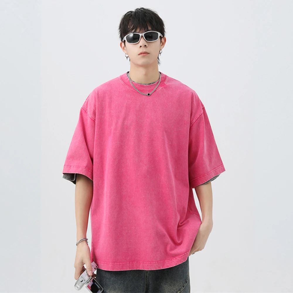 Unisex Japanese Korean Style Stir Fried Snowflake Washed T-Shirts