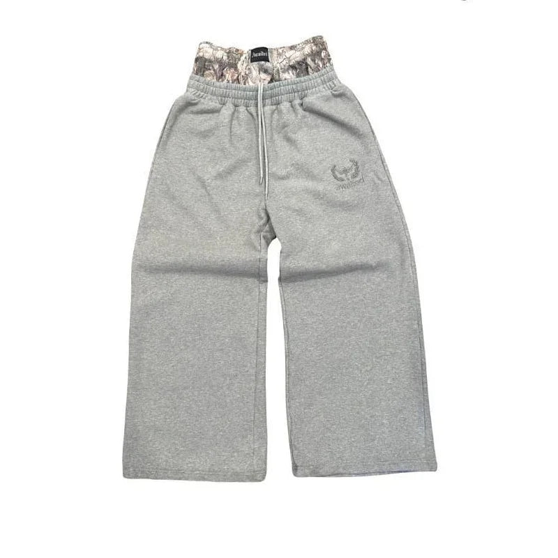 Double Waisted Embroidered Camouflage Sweatpants