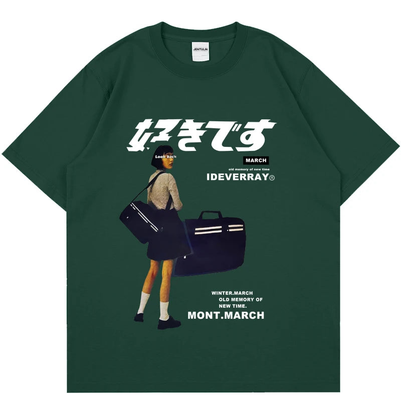 Unisex Girl Japanese Kanji Print Tshirt